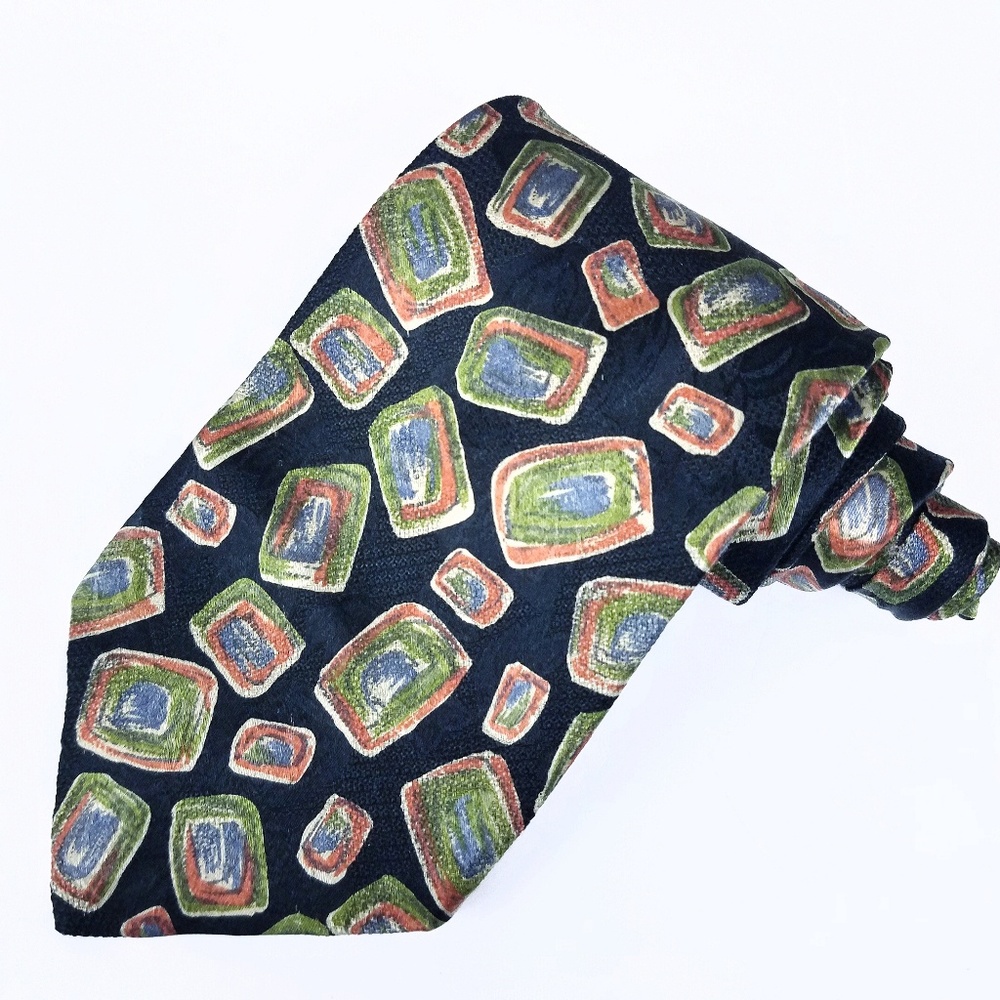 Nick Hilton Collection Mens Neck Tie Black Green G